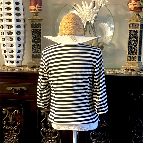 MONTEAU BLACK & WHITE STRIPPED JACKET - Picture 4 of 5